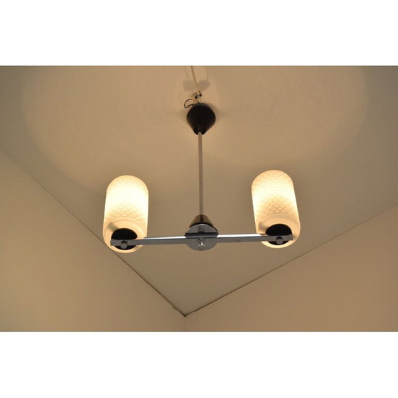 Image 1 of Kronleuchter aus Milchglas, Chrom und Kunststoff von Lidokov, Tschechoslowakei 1970