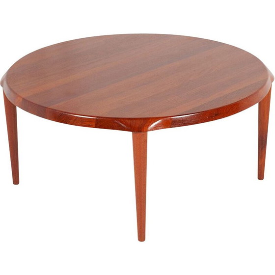 Image 1 of Runder Vintage Couchtisch aus massivem Teakholz von John Boné für Mikael Laursen, Dänemark 1960