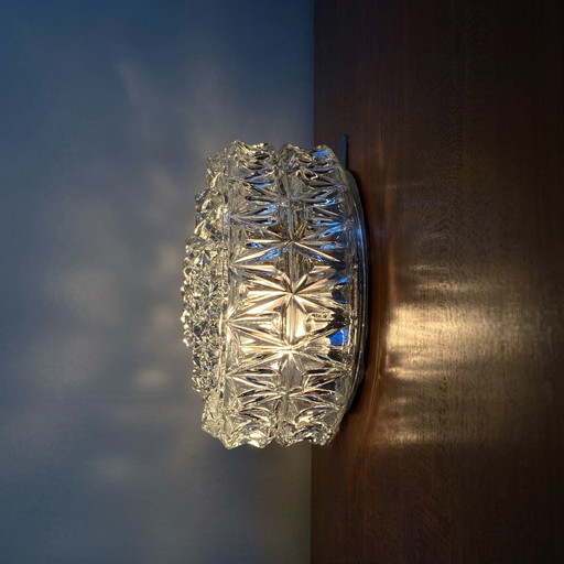 Wand- Deckenleuchte Wandleuchte Dickes Glas 1970 1980 Seventies Eighties