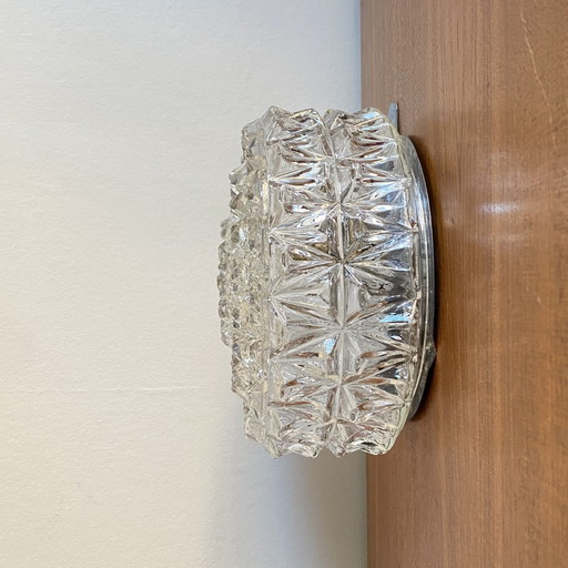 Wand- Deckenleuchte Wandleuchte Dickes Glas 1970 1980 Seventies Eighties