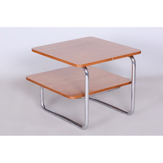 Image 1 of Vintage Bauhaus Couchtisch aus Buche und Chrom von Mücke Melder, Tschechoslowakei 1930