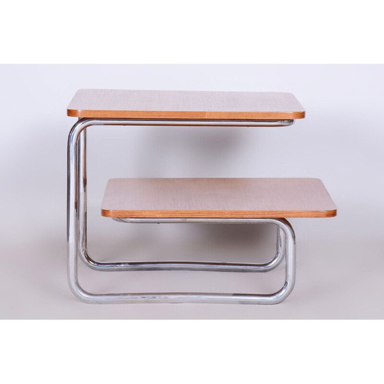 Image 1 of Vintage Bauhaus Couchtisch aus Buche und Chrom von Mücke Melder, Tschechoslowakei 1930
