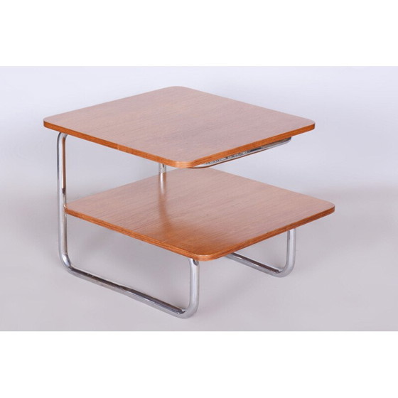 Image 1 of Vintage Bauhaus Couchtisch aus Buche und Chrom von Mücke Melder, Tschechoslowakei 1930