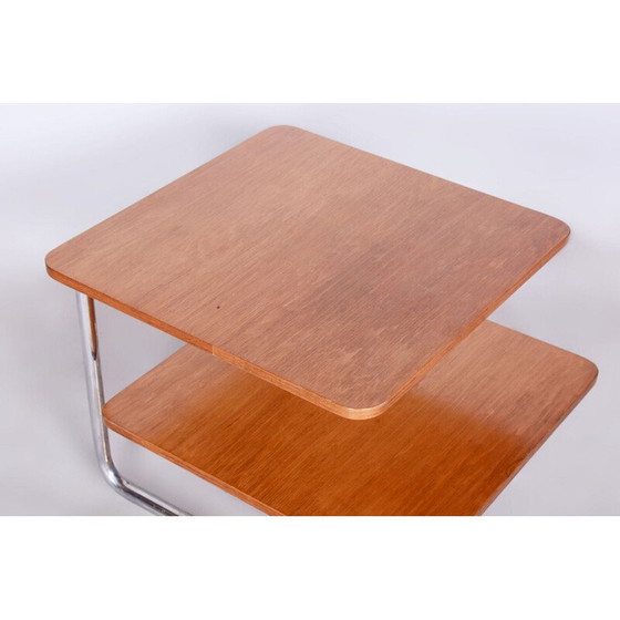 Image 1 of Vintage Bauhaus Couchtisch aus Buche und Chrom von Mücke Melder, Tschechoslowakei 1930