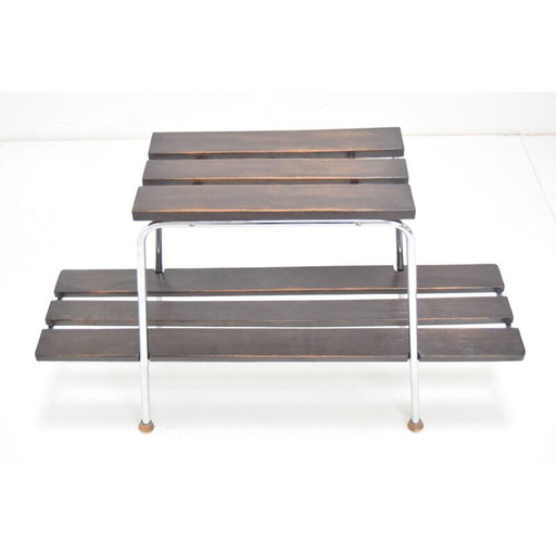 Vintage Holz und Chrom Beistelltisch Tschechoslowakei 1970er Jahre