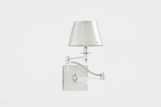 Image 1 of Maison Charles Einzelne verstellbare Pendelleuchte aus gebürstetem Stahl 1960er Jahre