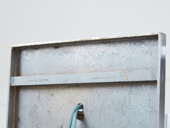 Image 1 of Maison Charles Einzelne verstellbare Pendelleuchte aus gebürstetem Stahl 1960er Jahre