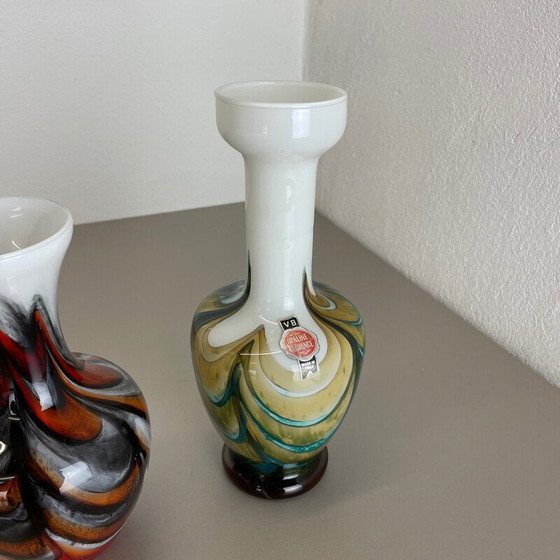 Image 1 of Satz von 4 mehrfarbigen Pop Art Vasen von Carlo Moretti für Opaline Florenz, Italien 1970er