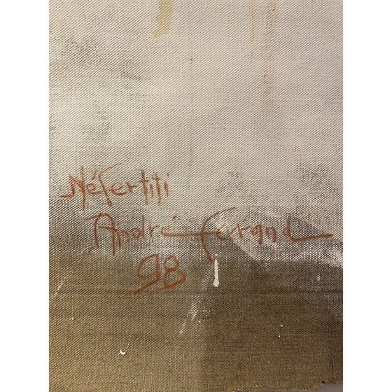Image 1 of Vintage-Mischtechnik auf Leinwand Nofretete von André Ferrand, 1998