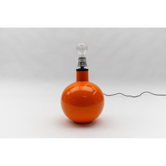 Image 1 of Orangefarbene Keramik-Tischlampe, Italien 1960