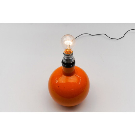 Image 1 of Orangefarbene Keramik-Tischlampe, Italien 1960