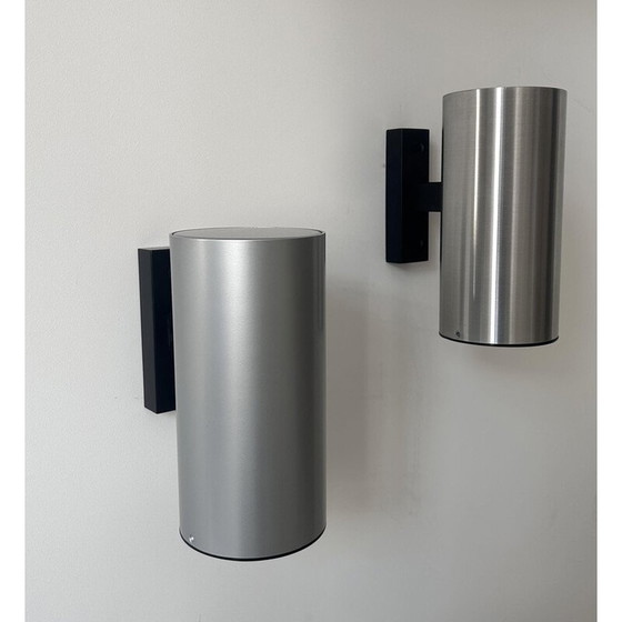 Image 1 of Paar Vintage Wandlampen aus gebürstetem Metall und Aluminium für Bur Leucthen, Deutschland 1970