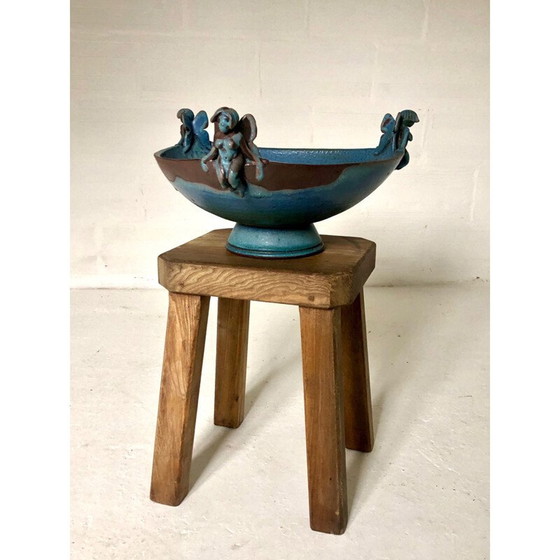Image 1 of Vintage-Schale mit Elfen-Dekor aus Keramik, 1980