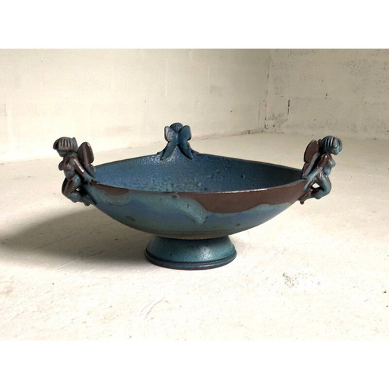 Image 1 of Vintage-Schale mit Elfen-Dekor aus Keramik, 1980