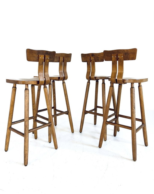 4X Brutalistischer Barhocker 60er Jahre