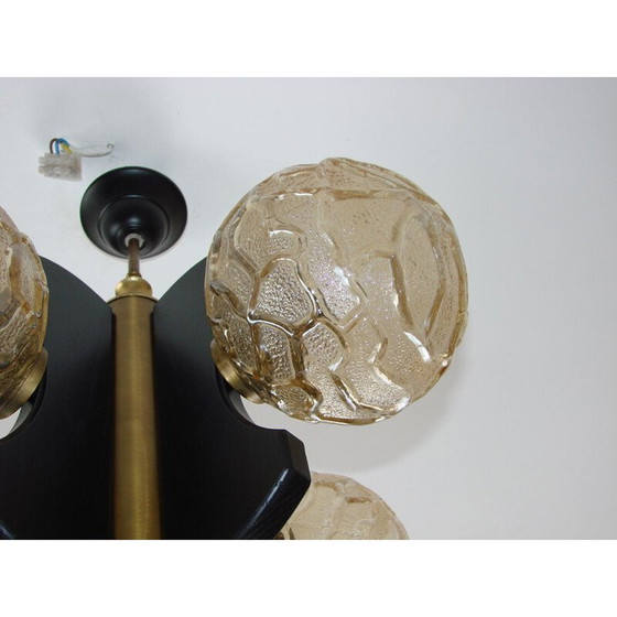 Image 1 of Vintage Holz und Schnecke gegossen Messing Aufhängung von Wortmann und Fliz, Deutschland 1970