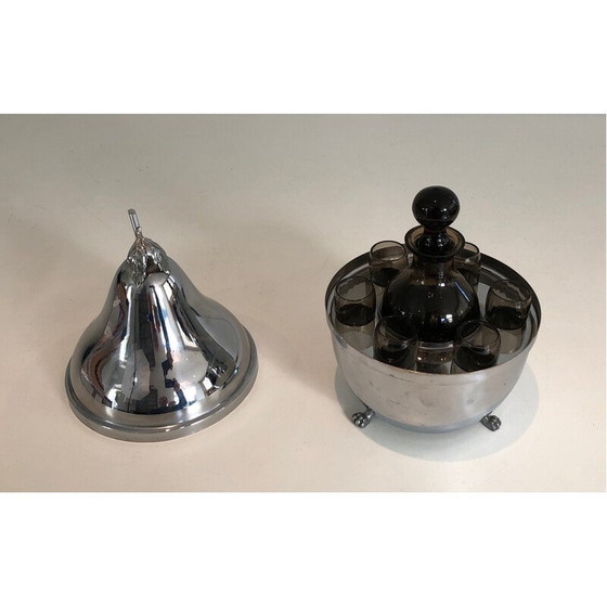 Image 1 of Versilberter Schnapsschrank aus Rauchglas, 1970