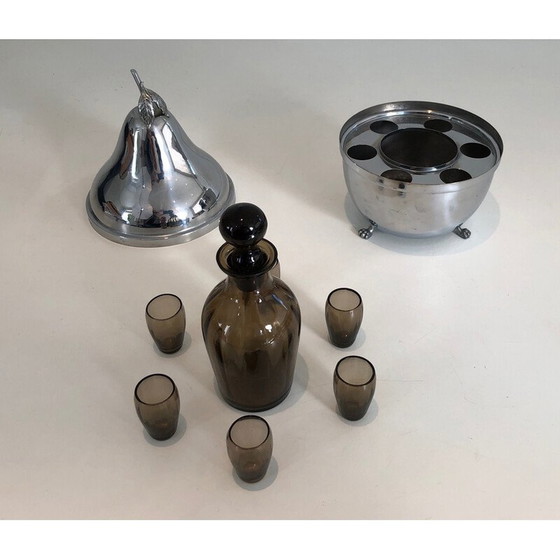 Image 1 of Versilberter Schnapsschrank aus Rauchglas, 1970