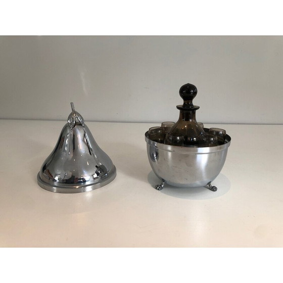 Image 1 of Versilberter Schnapsschrank aus Rauchglas, 1970