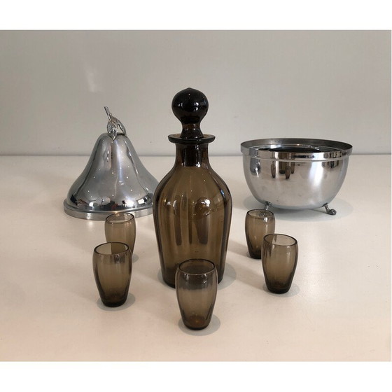 Image 1 of Versilberter Schnapsschrank aus Rauchglas, 1970