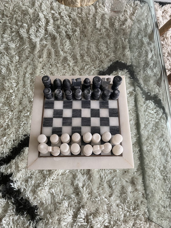 Image 1 of Vintage Schachspiel aus Onyx-Marmor, handgeschnitzt