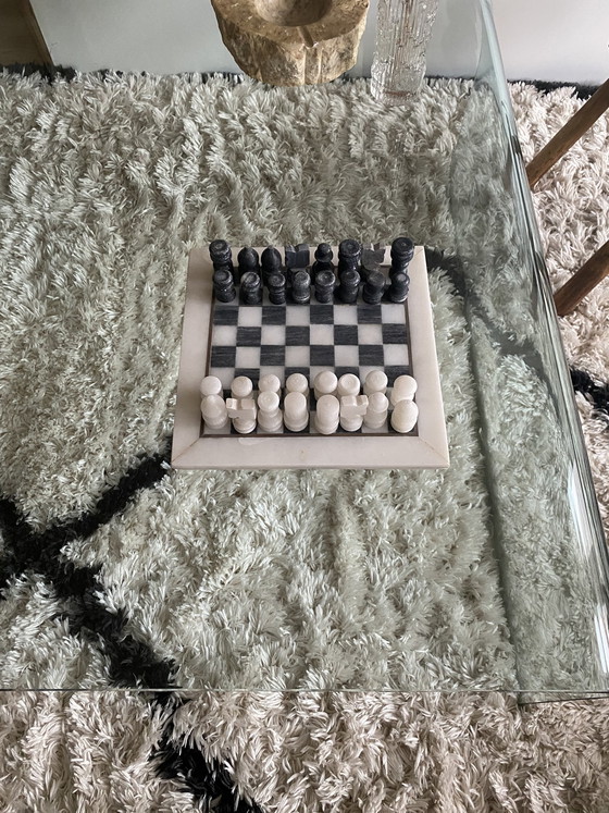 Image 1 of Vintage Schachspiel aus Onyx-Marmor, handgeschnitzt