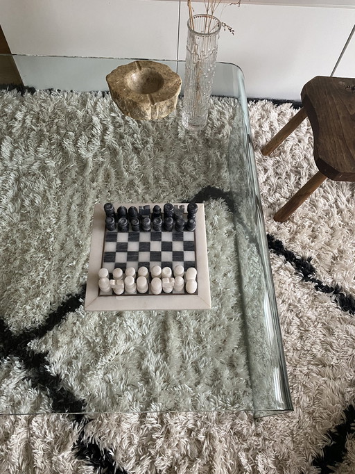 Vintage Schachspiel aus Onyx-Marmor, handgeschnitzt