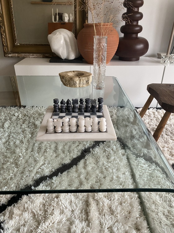 Image 1 of Vintage Schachspiel aus Onyx-Marmor, handgeschnitzt