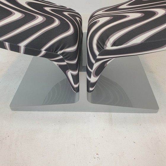 Image 1 of Vintage "Ribbon" Stuhl mit Ottomane in schwarzem Momentum Stoff von Pierre Paulin für Artifort, Frankreich 1990