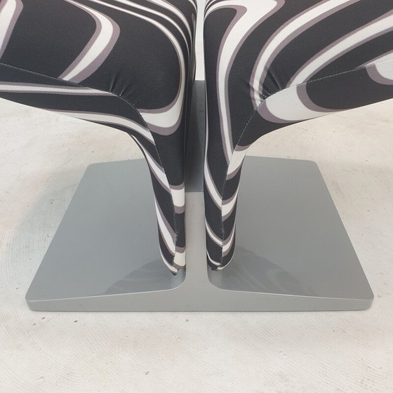 Image 1 of Vintage "Ribbon" Stuhl mit Ottomane in schwarzem Momentum Stoff von Pierre Paulin für Artifort, Frankreich 1990