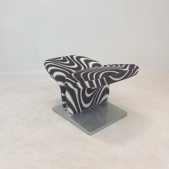 Image 1 of Vintage "Ribbon" Stuhl mit Ottomane in schwarzem Momentum Stoff von Pierre Paulin für Artifort, Frankreich 1990
