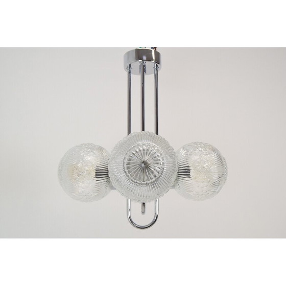 Image 1 of Ein Paar verchromte Kronleuchter aus der Mitte des Jahrhunderts von Instala Decin, Tschechoslowakei 1970er Jahre