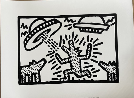 Keith Haring (1958-1990), Hunde mit Ufo's, 1982