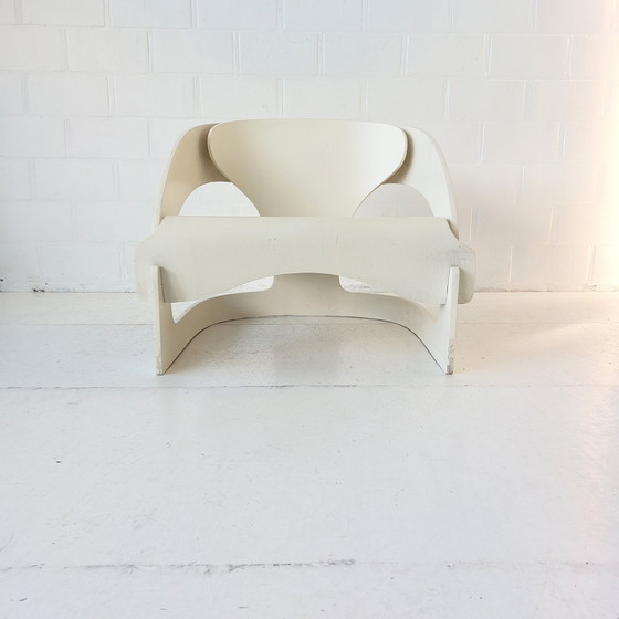 Image 1 of Joe colombo 4801 Stuhl Sitz Kartell 1960er Jahre Sperrholz Creme weiß