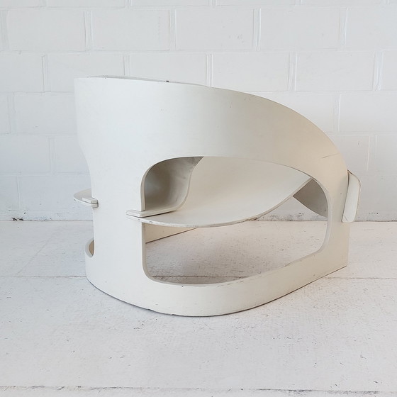 Image 1 of Joe colombo 4801 Stuhl Sitz Kartell 1960er Jahre Sperrholz Creme weiß