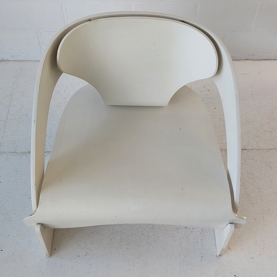 Image 1 of Joe colombo 4801 Stuhl Sitz Kartell 1960er Jahre Sperrholz Creme weiß