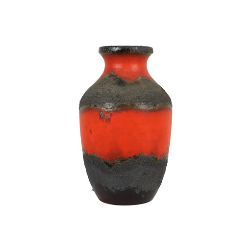 Riesige Orange rote Carstens Fat Lava Vase XL Westdeutschland Keramik 7310-50