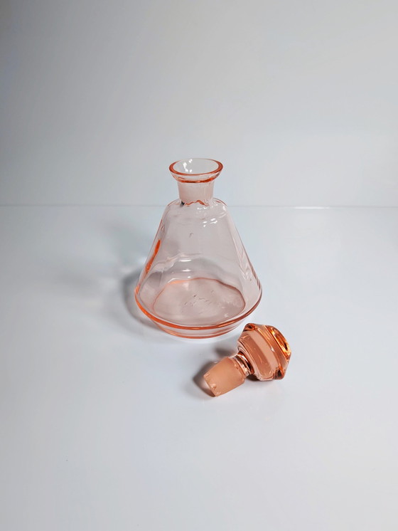 Image 1 of Art Deco Likör Set Schnaps Karaffe Tablett Glas Rosalin Rosa 30Er 20Er Bauhaus