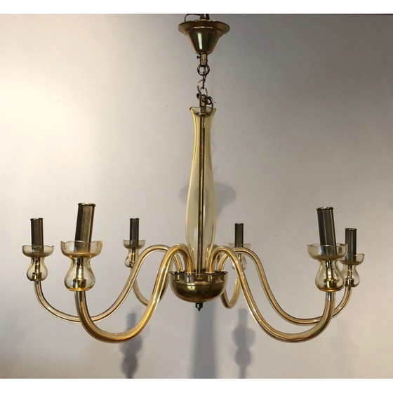 Image 1 of Paar Vintage-Kronleuchter aus Muranokristall, 1970