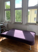 Brühl & Sippold Stoff Sofa Couch "More" Farbe Lila mit manueller Schlaffunktion
