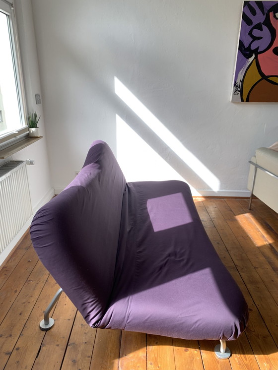 Image 1 of Brühl & Sippold Stoff Sofa Couch "More" Farbe Lila mit manueller Schlaffunktion