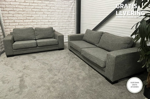 3 + 2.5 Sitzer Schöner Stoff Grau Sofa Set