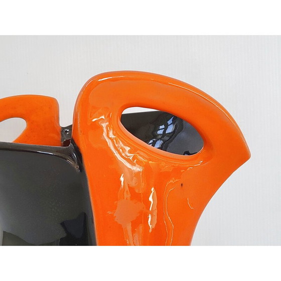 Image 1 of Orange-schwarze Vase aus Keramik, 1950
