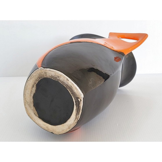 Image 1 of Orange-schwarze Vase aus Keramik, 1950