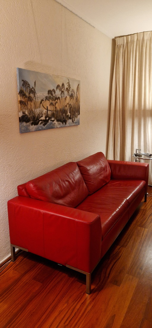 Montel Rotes Leder 2,5-Sitzer Sofa