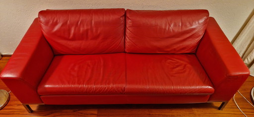 Montel Rotes Leder 2,5-Sitzer Sofa