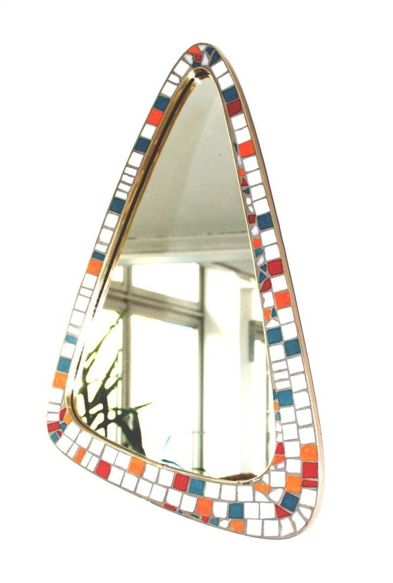 Image 1 of Mosaik- Und Messingspiegel, Freie Form, Holland, 50'S.