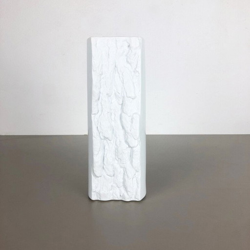 Vintage op art weiße Porzellanvase für Bareuther, Deutschland 1970