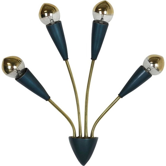 Image 1 of Blaue Vintage-Wandlampe aus Metall, Italien