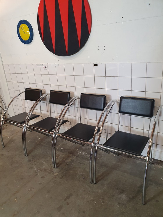 Image 1 of 4x Vintage Designer Rohrgestell Stühle postmodern